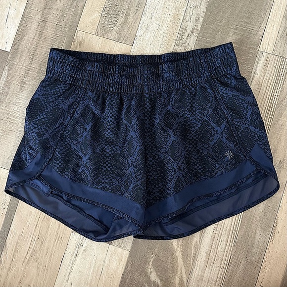 Athleta Pants - Athleta Printed Mesh Racer Run Short 4" Blue EB